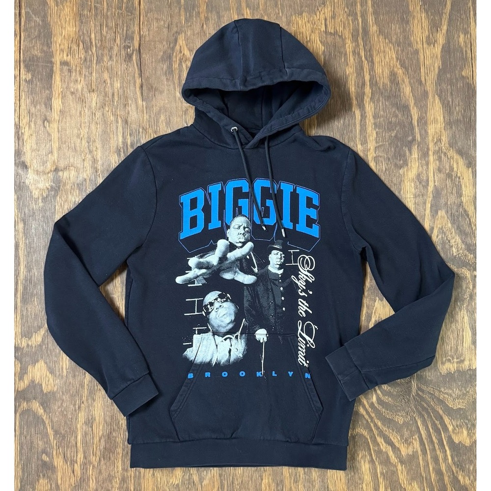 Notorious BIG Biggie Smalls Brooklyn Sky's the Limit Black Graphic Hoodie